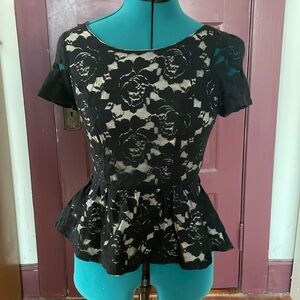 Black lace peplum top